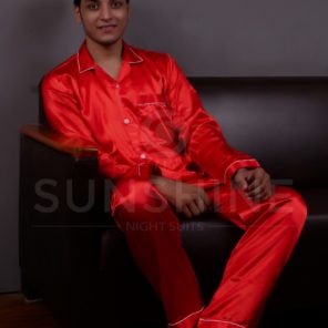 Red silk nightdress for men - Luxury and comfort combined. Buy now in Pakistan