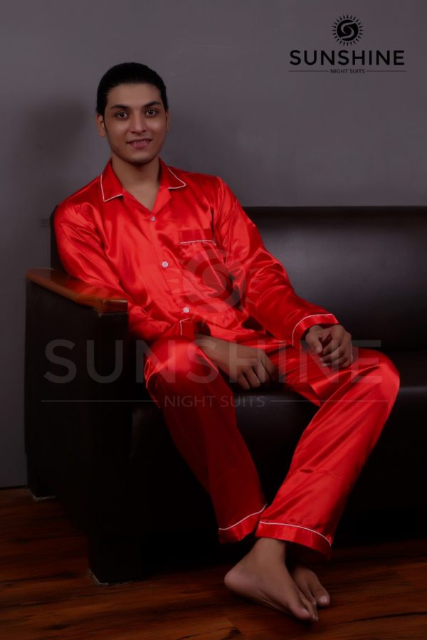 Red silk nightdress for men - Luxury and comfort combined. Buy now in Pakistan