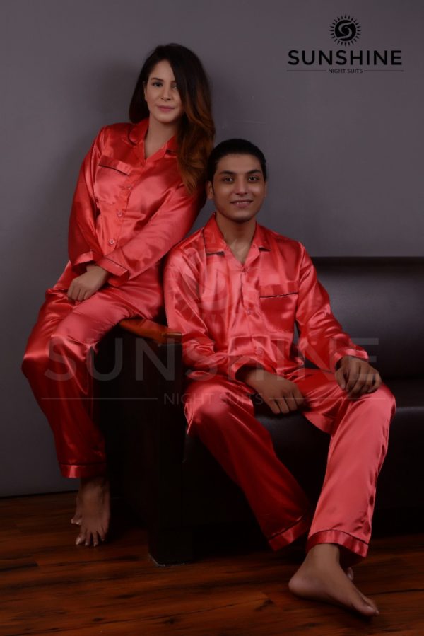 Shop now strawberry silk couple nightwear set, featuring elegant and luxurious design