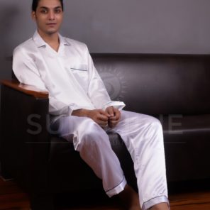 White silk nightdress for men - Luxury and comfort combined. Buy now in Pakistan