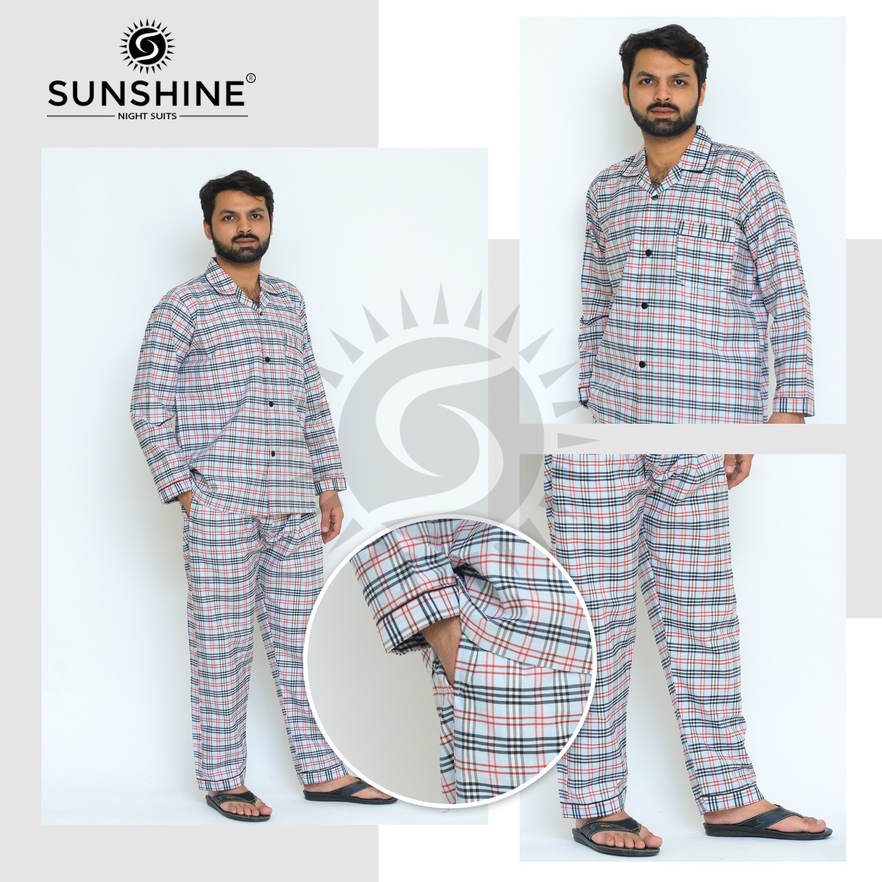 Gent L-Blue Burberry Check Night Suit | Sunshine | Pajamas - Nightwears