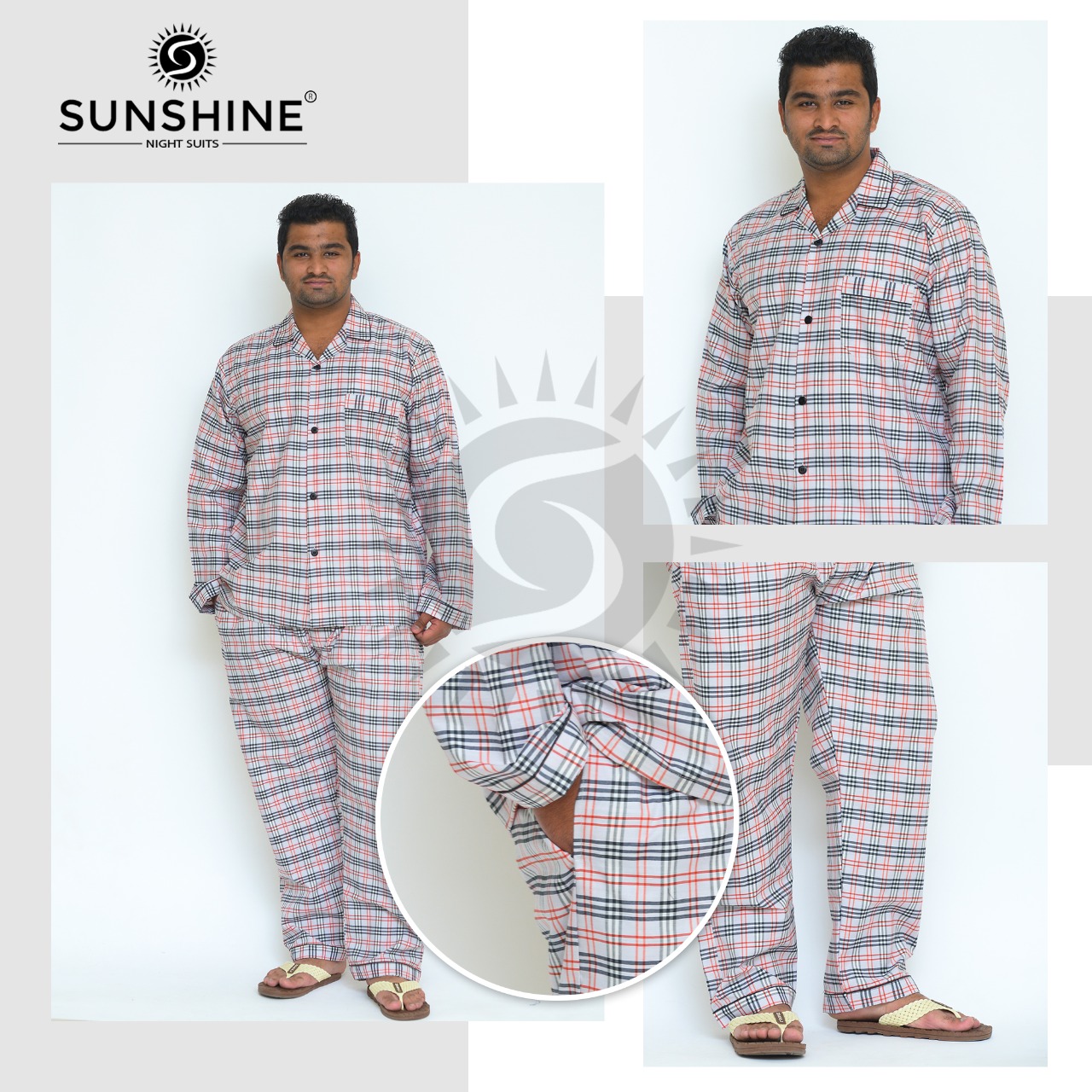 Gent L-Grey Burberry Check Night Suit | Sunshine | Pajamas - Nightwears