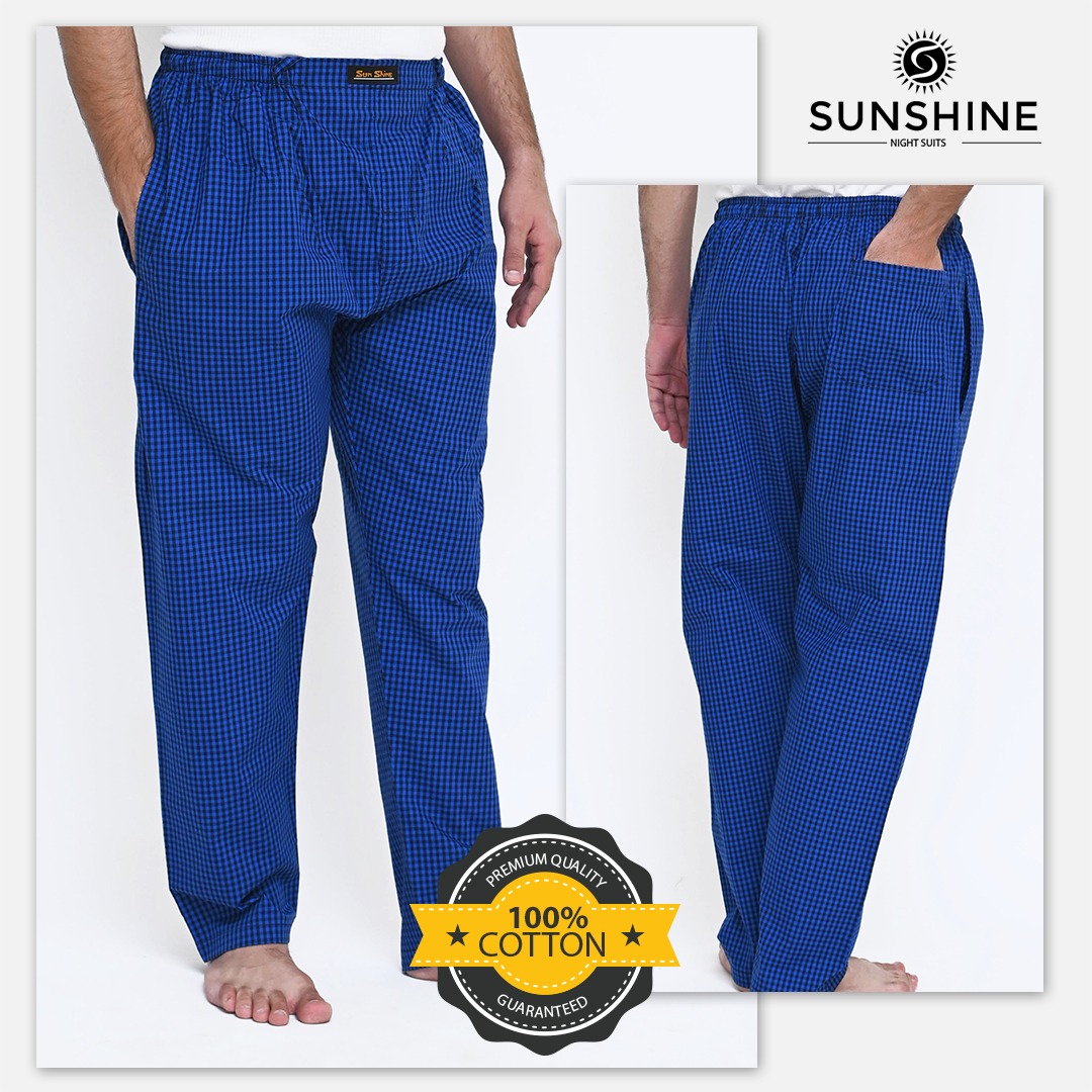 Men's Cotton Pajama Royal Blue Check | Sunshine | Pajamas - Nightwears