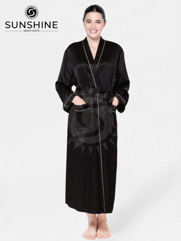 Silk Long Gown Mulberry in Black - Elegant and Luxurious Women's Silk Dress