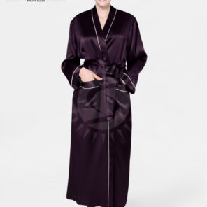 Long Mulberry Silk Gown in Purple - Elegant and Luxurious Women's Silk Dress