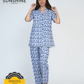 Buy Blue Ditsy Floral Cotton Nightdress for Women - Comfortable Sleepwear