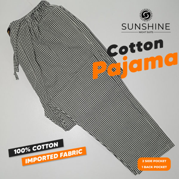 Buy black white check cotton Pajama For men. Best Brand In Pakistan.