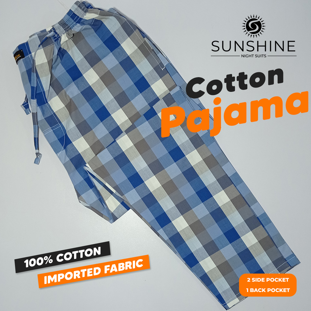 Men’s Cotton Pajama Blue Check | Sunshine | Pajamas - Nightwears