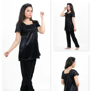 Black Silk Jersey Pajamas Set 2500-D For Women in Pakistan - Easy wear, stylish design, ultimate comfort.