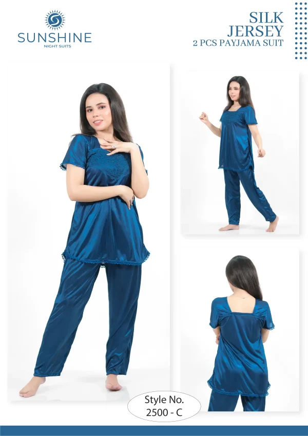 Silk Jersey Pajamas Set 2500-C For Women in Pakistan - Easy wear, stylish design, ultimate comfort.