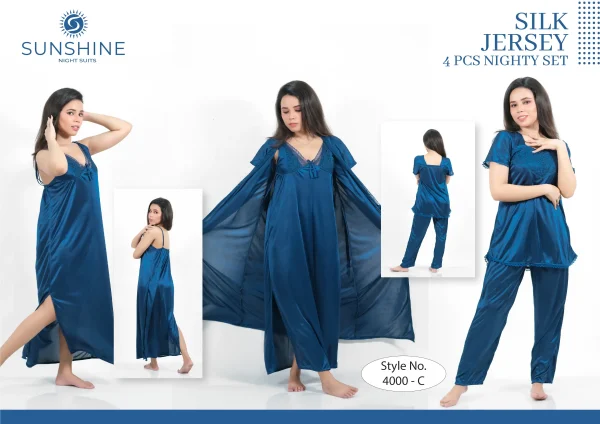 Blue Silk Nighty 4000-C Set For women In Pakistan. Shop Now