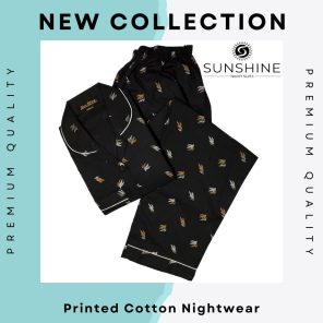 Buy Black Leaves Cotton Nightdress for Women - Comfortable Sleepwear
