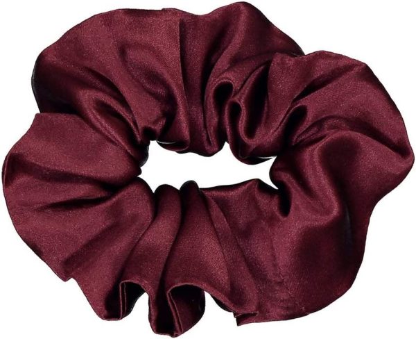 Dark Maroon Silk Scrunchies - Luxurious Hair Accessories for Women