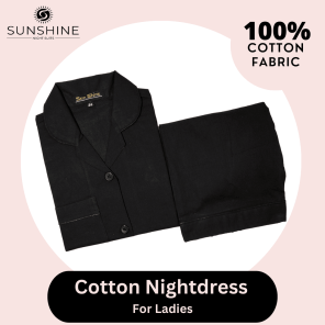 Buy Black Plain Cotton Nightdress for Women - Comfortable Sleepwear
