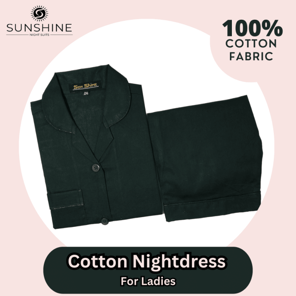 Buy Dark green Plain Cotton Nightdress for Women - Comfortable Sleepwear