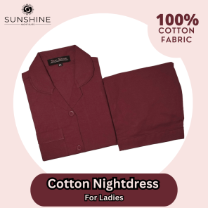 Buy Maroon Plain Cotton Nightdress for Women - Comfortable Sleepwear