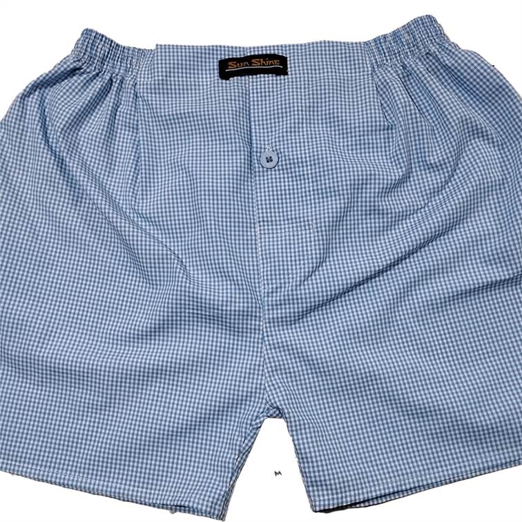 Cotton Boxer Shorts Sky Blue Pin Check | Maarss.com