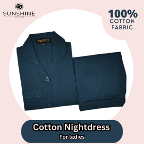 Buy Teal Plain Cotton Nightdress for Women - Comfortable Sleepwear