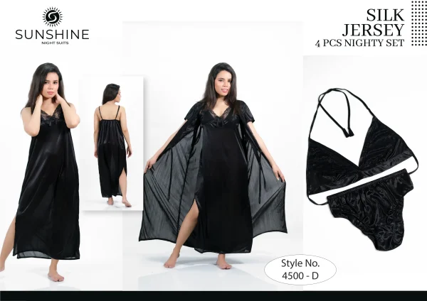 Black Silk Nighty 4500-D Set For women In Pakistan. Shop Now