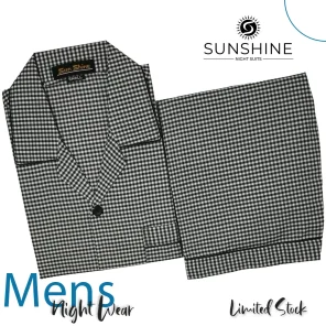 Black Check Night Suit for Men - Stylish and comfortable sleepwear set, perfect for a good night's sleep. Available in Pakistan