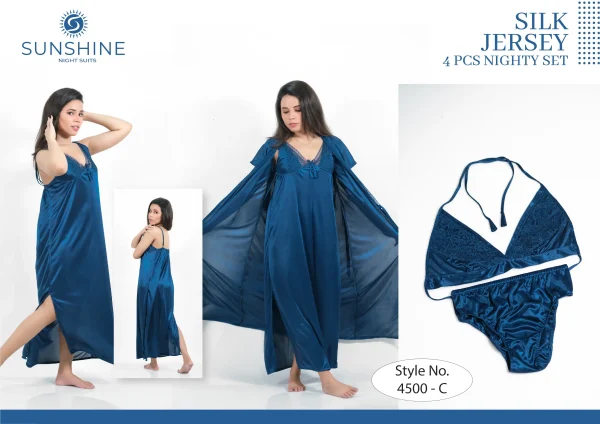 Blue Silk Nighty 4500-C Set For women In Pakistan. Shop Now