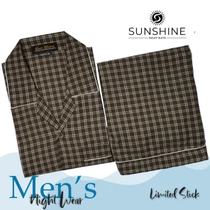 Brown Check Night Suit for Men - Stylish and comfortable sleepwear set, perfect for a good night's sleep. Available in Pakistan