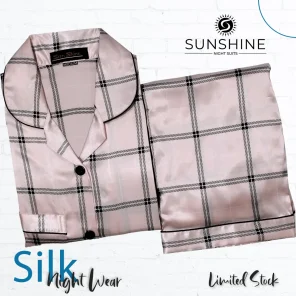 Pink Burberry Check Printed Silk Nightdress for Women - Luxurious Sleepwear