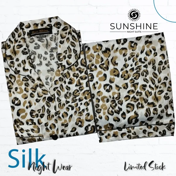 Leopard Printed Silk Nightdress for Women - Luxurious Sleepwear