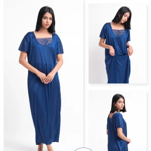 Blue Silk Jersey Nighty Set For women In Pakistan. Shop Now