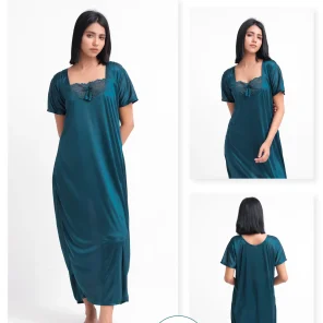 Teal Silk Jersey Nighty Set For women In Pakistan. Shop Now