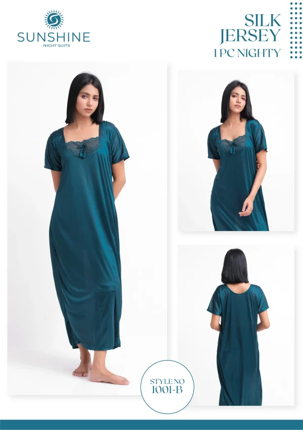 Teal Silk Jersey Nighty Set For women In Pakistan. Shop Now