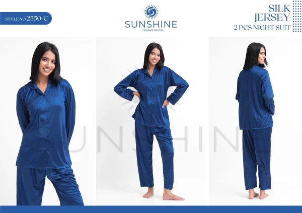Silk Jersey Pajamas Set 2550-C For Women in Pakistan - Easy wear, stylish design, ultimate comfort.