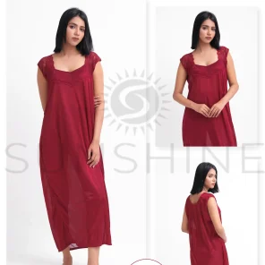 Maroon Silk Jersey Nighty 1003-A Set For women In Pakistan. Shop Now