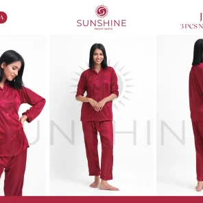 Maroon Silk Jersey Pajamas Set 2550-A For Women in Pakistan - Easy wear, stylish design, ultimate comfort.