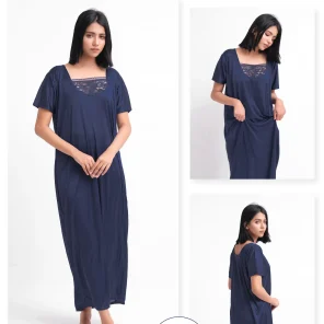 N-Blue Silk Jersey Nighty 1001-F Set For women In Pakistan. Shop Now