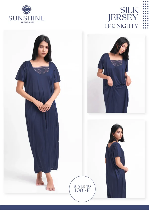 N-Blue Silk Jersey Nighty 1001-F Set For women In Pakistan. Shop Now