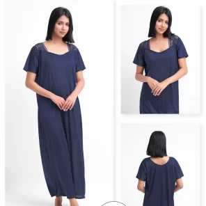 N-Blue Silk Jersey Nighty 1002-F Set For women In Pakistan. Shop Now