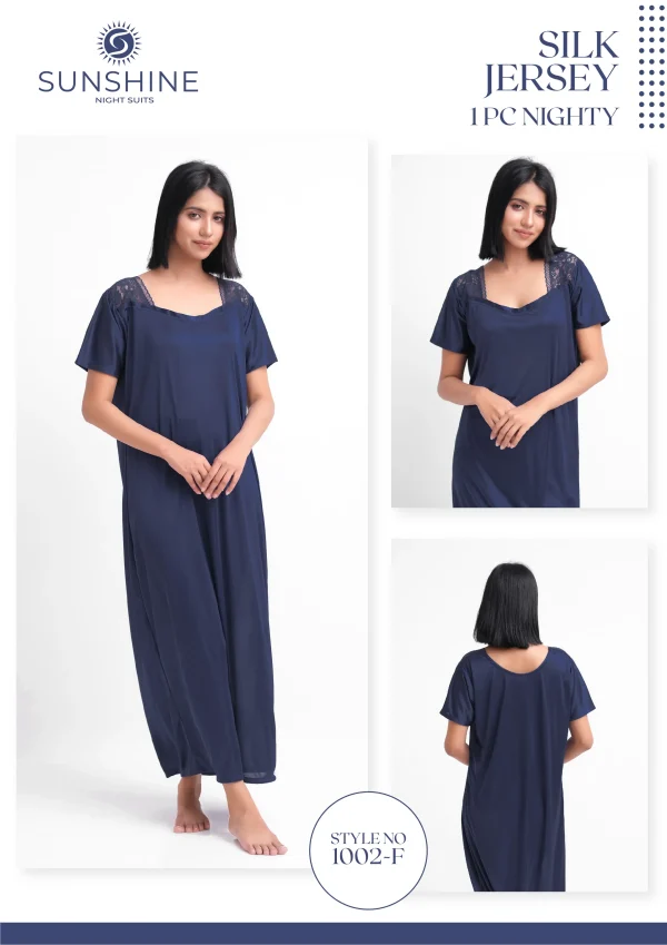 N-Blue Silk Jersey Nighty 1002-F Set For women In Pakistan. Shop Now