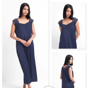 N-Blue Silk Jersey Nighty 1003-F Set For women In Pakistan. Shop Now