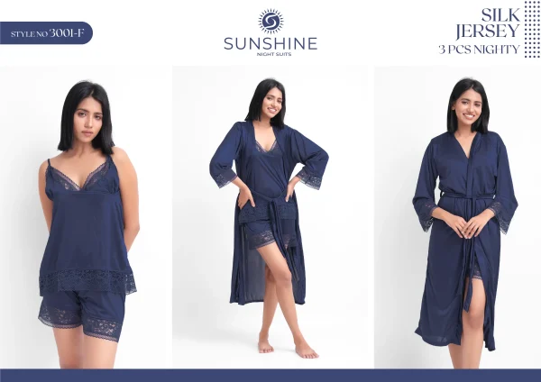 N-Blue Silk Nighty 3001-F Set For women In Pakistan. Shop Now