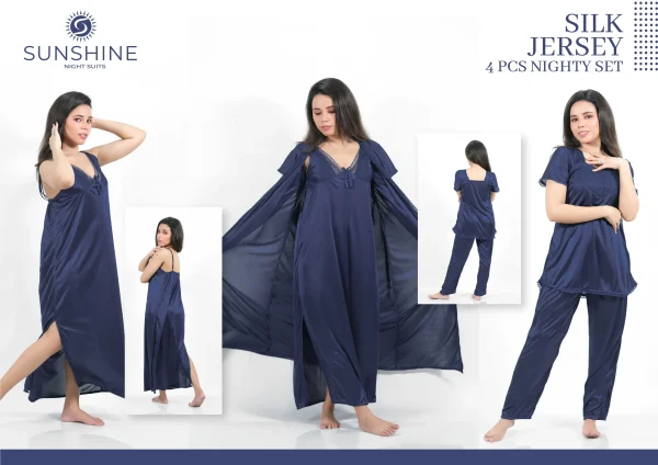 N-Blue Silk Nighty 4000-F Set For women In Pakistan. Shop Now