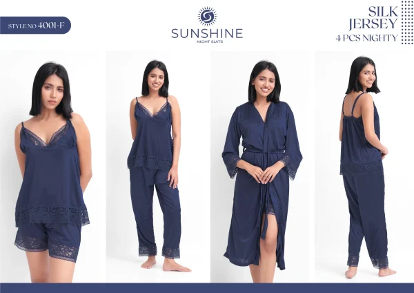 N-Blue Silk Nighty 4001-F Set For women In Pakistan. Shop Now