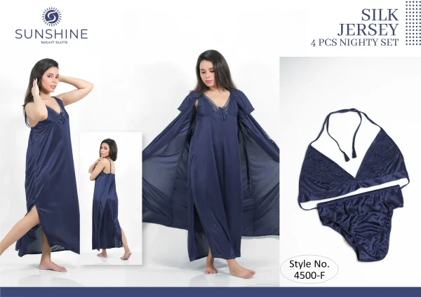 N-Blue Silk Nighty 4500-F Set For women In Pakistan. Shop Now
