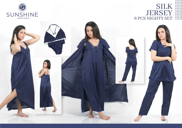 N-Blue Silk Nighty 6000-F Set For women In Pakistan. Shop Now