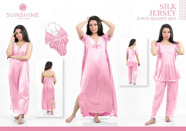 Pink Silk Nighty 6000-E Set For women In Pakistan. Shop Now