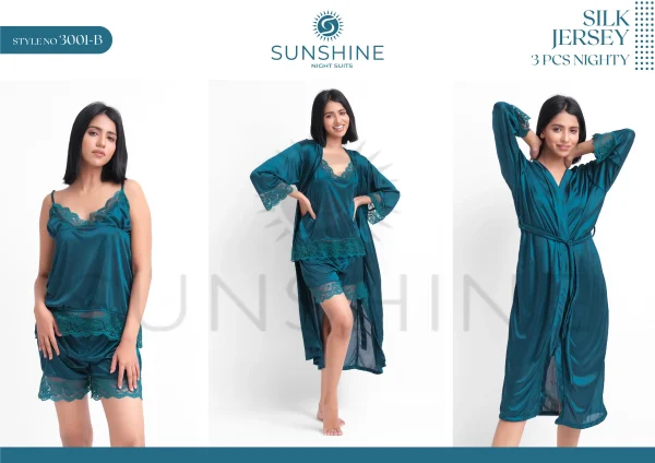 Teal Silk Nighty 3001-B Set For women In Pakistan. Shop Now