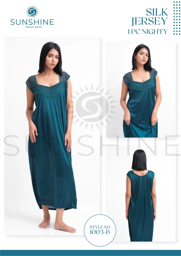 Teal Silk Jersey Nighty 1003-B Set For women In Pakistan. Shop Now