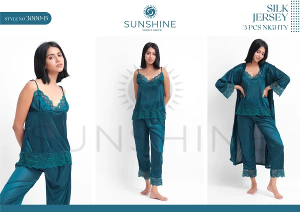 Teal Silk Jersey Nighty 3000-B Set For women In Pakistan. Shop Now