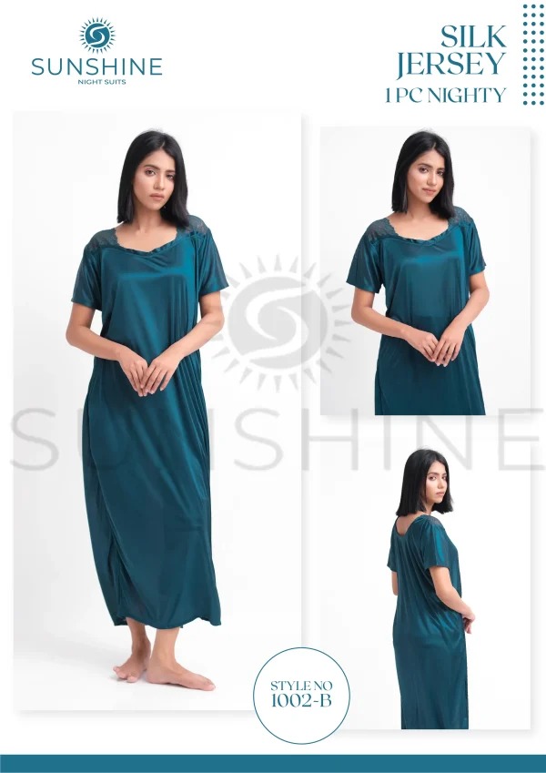 Teal Silk Jersey Nighty 1002-B Set For women In Pakistan. Shop Now
