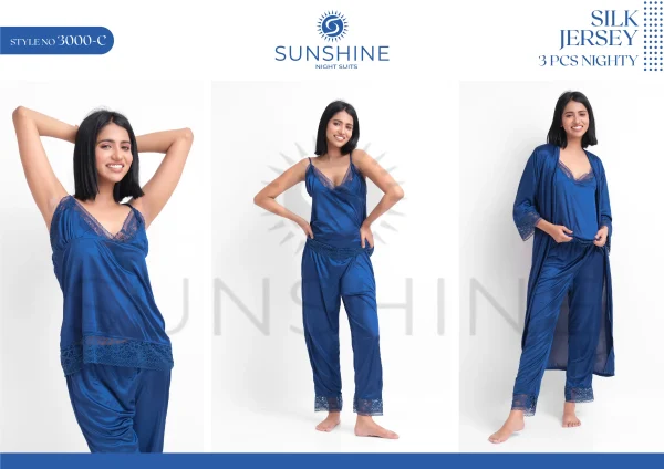 Blue Silk Jersey Nighty 3000-C Set For women In Pakistan. Shop Now